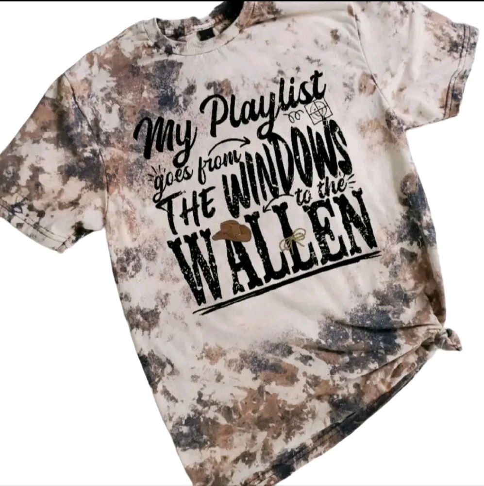 New My Playlist Wallen Cowhide Bleached Tee